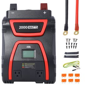 2000 Watts Power Inverter Modified Sine Wave Car LED Display , Portable AC Power Emergencies, Job Sites, Trucks Boats Off Grid RV Camping (Color: as Pic)