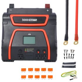 3000 Watts Power Inverter Modified Sine Wave Car LED Display , Portable AC Power Emergencies, Job Sites, Trucks Boats Off Grid RV Camping (Color: as Pic)